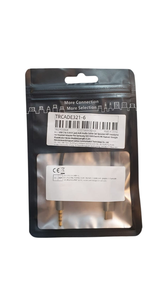 TRCADE321-6 USB C to3.5mm Jack AUX Audio Cable Car Speaker