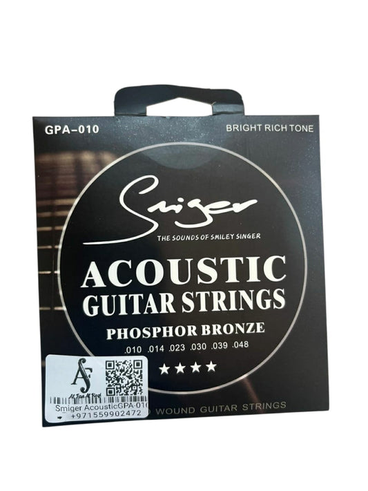 Pack of Singer acoustic guitar strings on a white background