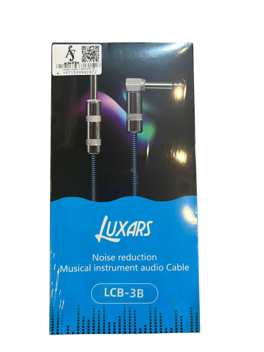 Luxars noise reduction musical instrument audio cable packaging on a white background