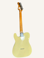 Electric guitar with a light on a white background
