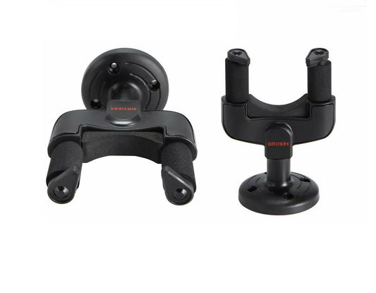 Two black fishing rod holders on a white background