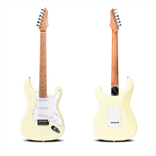 Two electric guitars on a white background