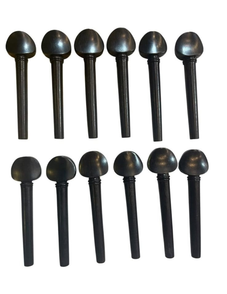 Set of 16 black metal objects on a white background