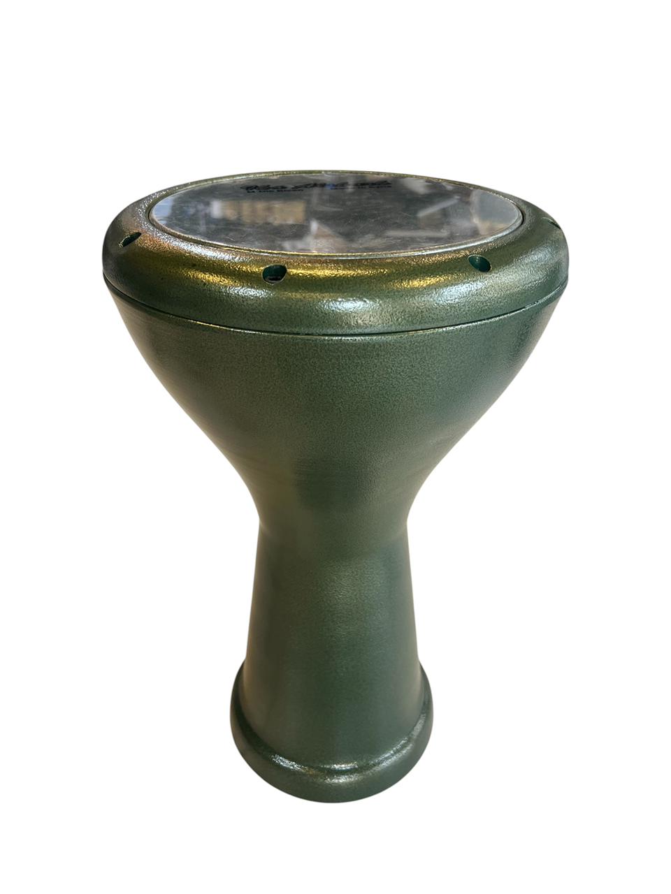 Green darbuka drum on a white background