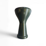 Black metal object on a white background