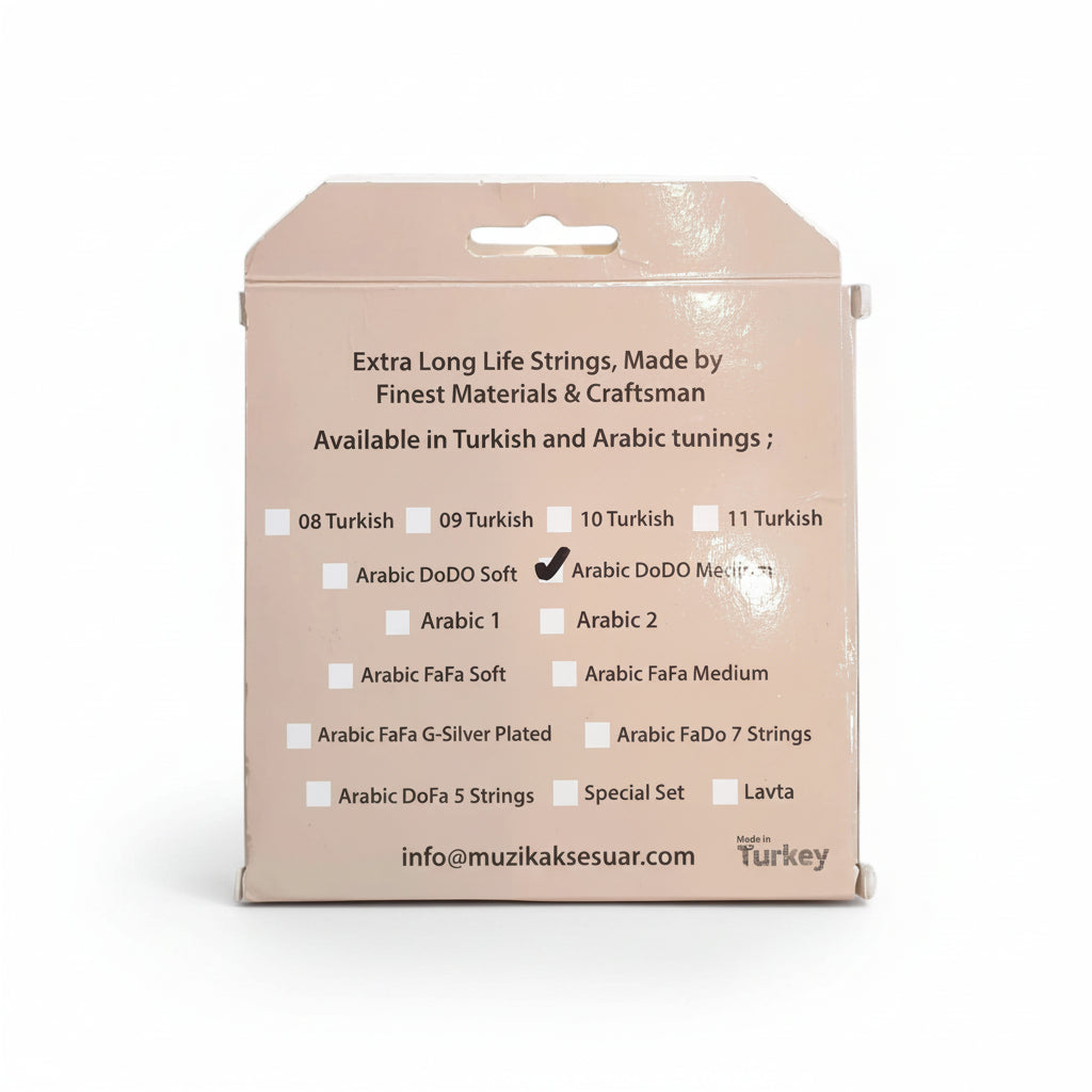 Aurora Premium DoDo Red Oud Strings

Aurora Premium DoDo Red oud strings are handmade in Turkey and designed for Arabic Do-Do tuning. They offer a balanced medium-tension feel with a bright, clear response for oud players.