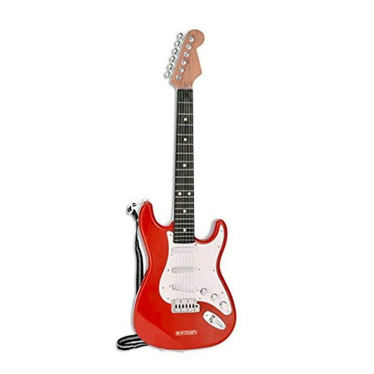 Red electric guitar on a white background