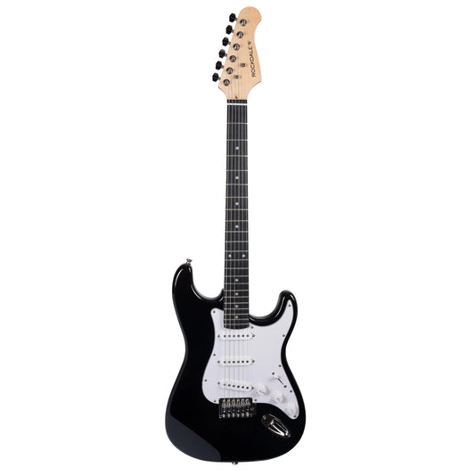 ROCKDALE Acadia HSS Black Limited Edition electric guitar with a black finish, maple neck, and a white pickguard.