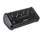 Black Zoom audio device with knobs on a white background