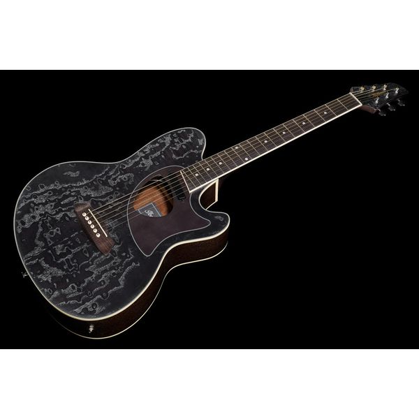 Ibanez TCM50-GBO Galaxy Black guitar three-quarter body view
