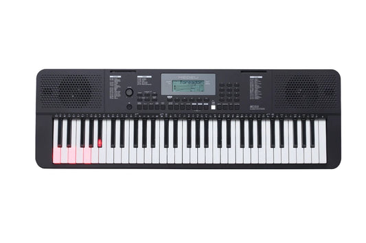 A Medeli IK100 Keyboard with 61 black keys, an LCD display, and various control buttons and knobs on top.