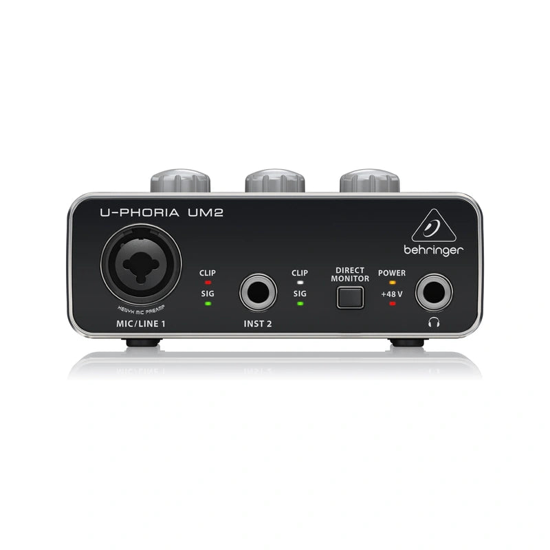 Behringer U-Phoria UM2 audio interface on a white background