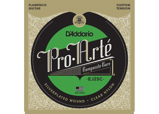 أوتار جيتار فلامنكو من D'Addario EJ25C Pro-Arté مصنوعة من النايلون الشفاف - نايلون شفاف