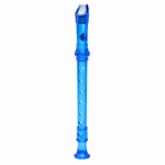 Blue soprano recorder detail view