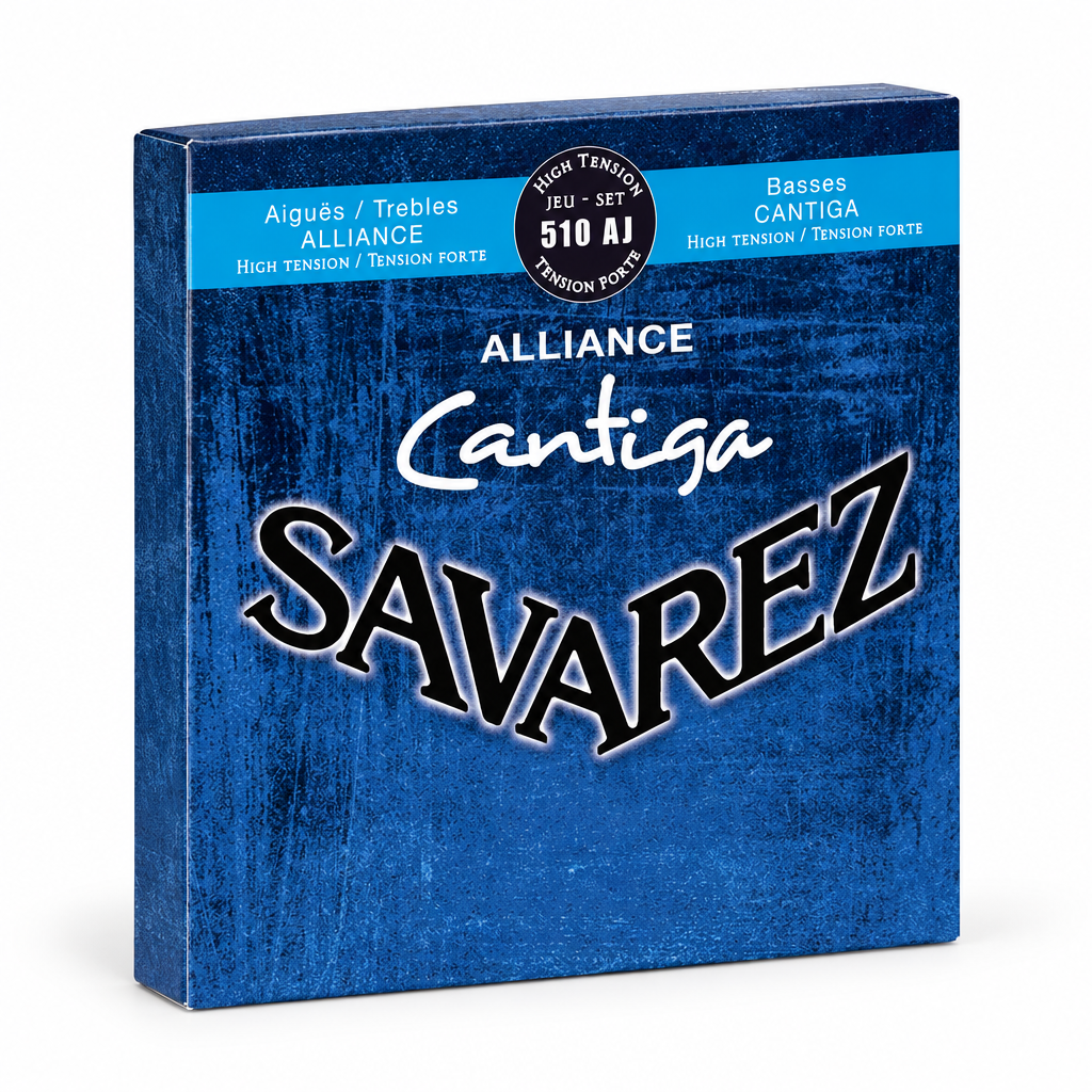 Savarez Alliance Cantiga 510 AJ bass guitar strings package, three-quarter angled view