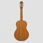 Straight-on full back view of the Flight C100NA 1/4-size classical guitar, matching the natural-brown back design in the supplied reference photo.