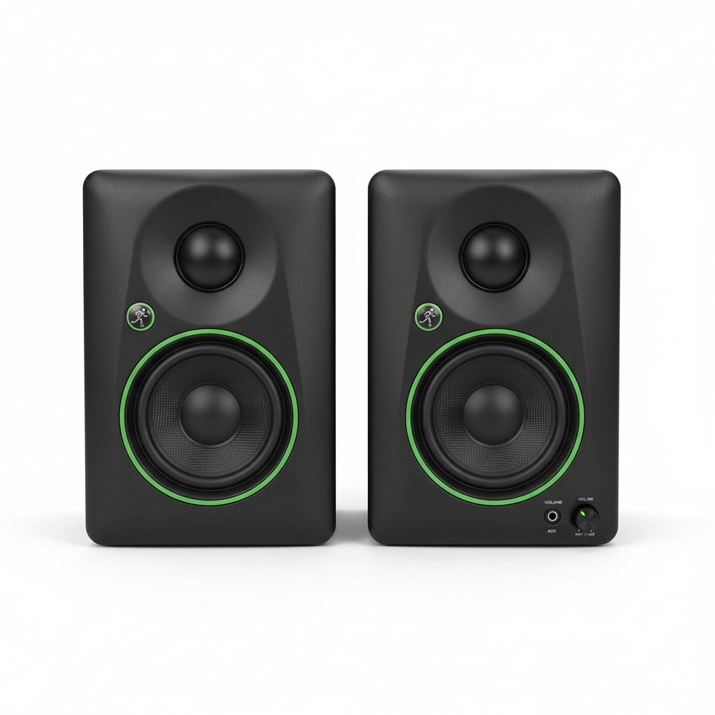 Pair of two Mackie CR3.5 3.5-inch black powered studio monitors shown together from the front
