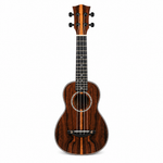 Black Persimmon Wood ukulele, straight front view showing the dark wood-grain finish
