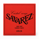 Savarez 570 CR classical guitar strings package, straight front view showing the Cristal rouge packaging