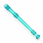 Turquoise Chinese soprano recorder, angled view without branding