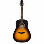 Smiger GN-81D sunburst acoustic guitar, straight front view showing the original body shape, soundhole, bridge, strings, and tuning machines
