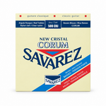 Savarez 500CRJ classical guitar strings package, straight front view showing New Cristal and Corum