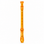 Orange Chinese soprano recorder, full front view without seller branding