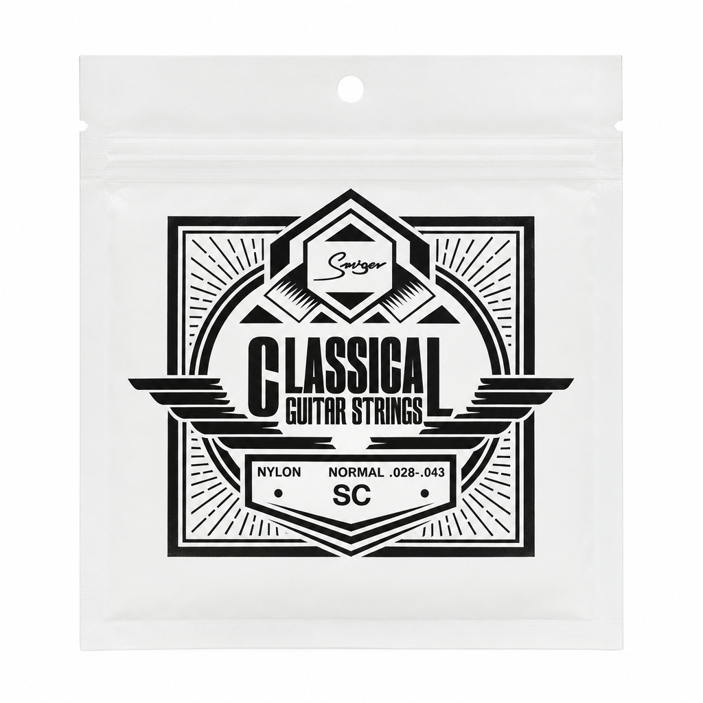 Smiger SC .028-.043 nylon classical guitar strings package, full front view with original manufacturer packaging and no external stickers or labels