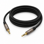 VIOY 2 m braided AUX audio cable, angled view showing the longer cable and 3.5 mm connectors