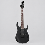Straight-on full front view of the Ibanez GRG121DX GIO electric guitar in Black Flat.