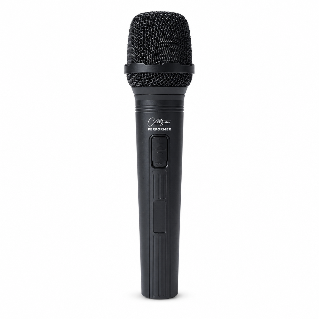 Front view of the black Carry-On dynamic microphone.
