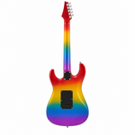 Straight back view of the Smiger L-G4-RT rainbow electric guitar preserving its original finish, body, back, neck, headstock, and tuning machines