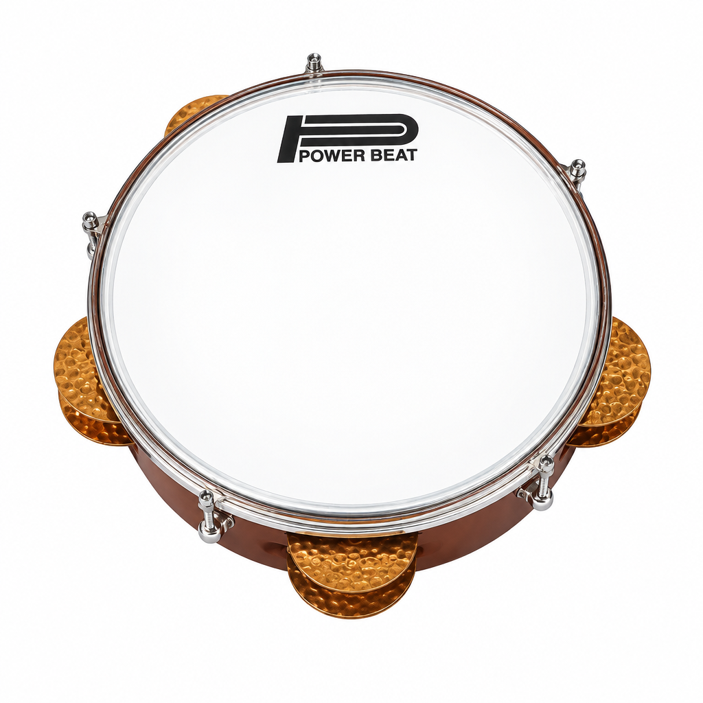 Power Beat brown riqq straight front view with transparent head