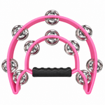 Teniniyu pink half-moon tambourine, front view