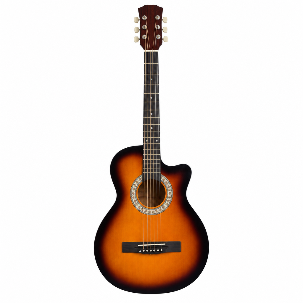 Grape 38-inch sunburst acoustic guitar, straight front view