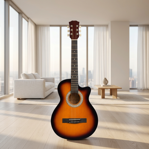 Grape 38-inch sunburst acoustic guitar, straight front view