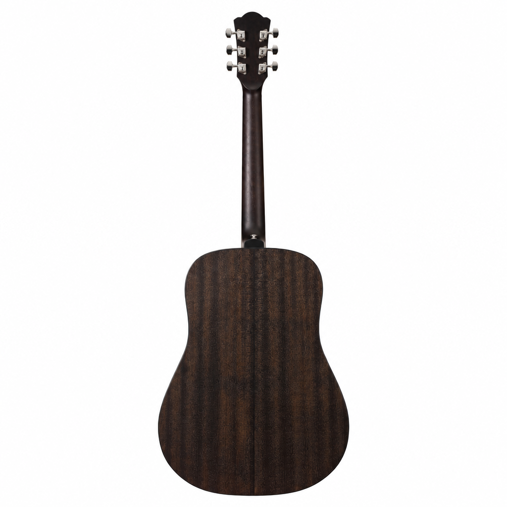 Full rear view of the Rockdale Maverick D1 RB dreadnought acoustic guitar, showing its back and sides.