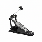 One Cymbal G610 black single drum pedal shown in close detail with its pedal board, beater, spring, frame, and Cymbal G610 branding