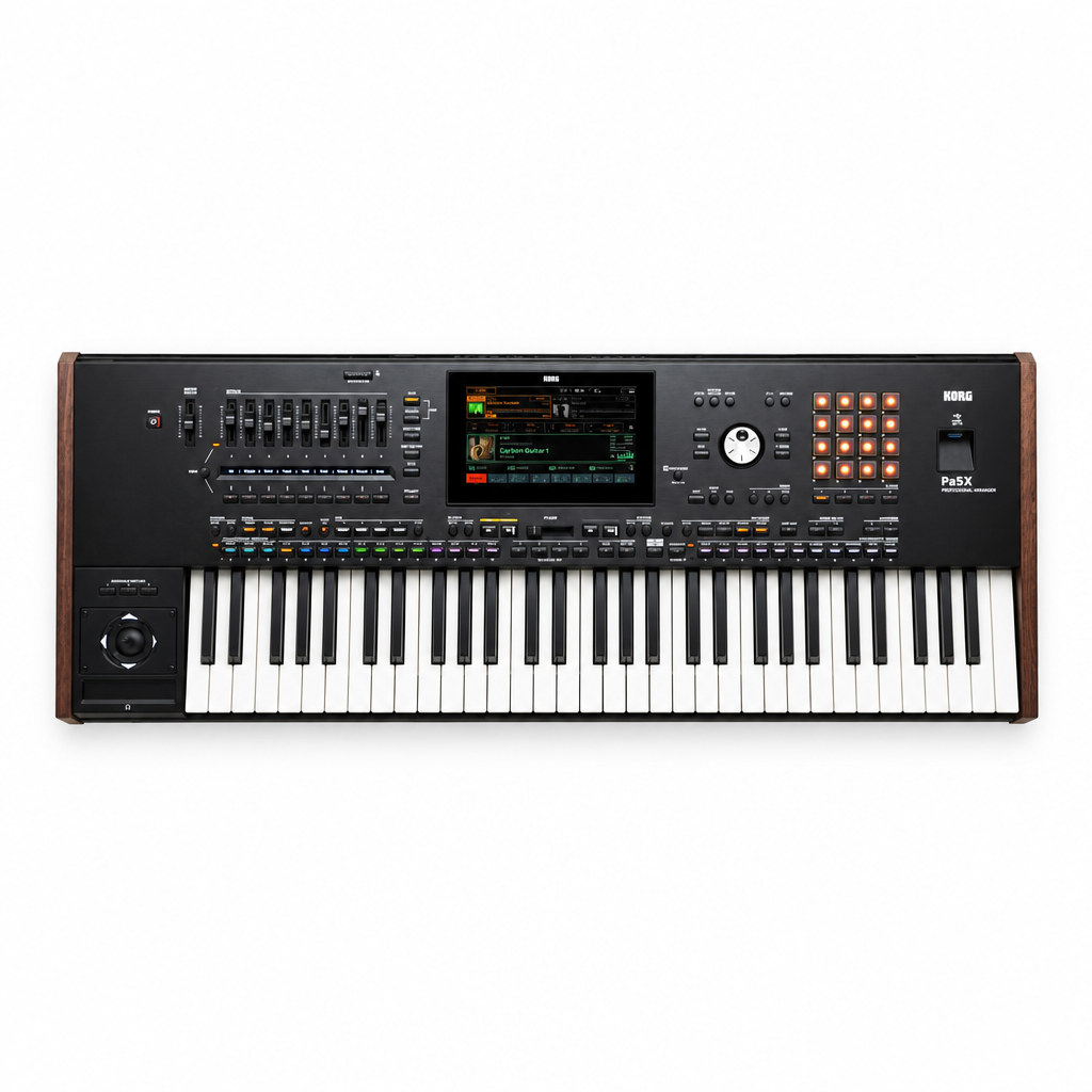 Top-down view of the Korg Pa5X-61 61-key professional arranger keyboard, showing the keys and control surface.