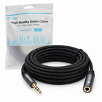 VIOY 3-meter braided audio extension cable outside the package, showing one male and one female 3.5 mm connector