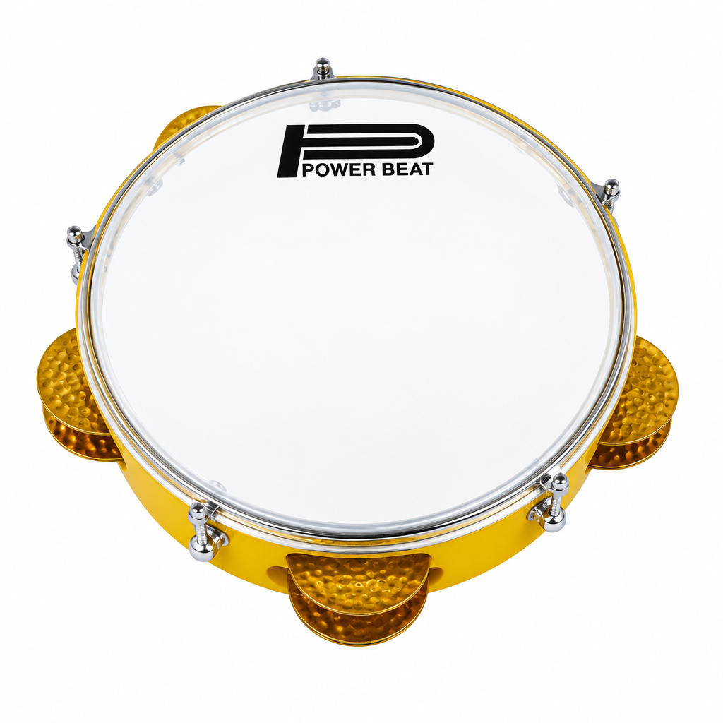 Power Beat yellow riqq straight front view with transparent head