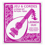 Close-up of Savarez Leonida 6580 double-length oud strings package and label