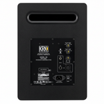 KRK K8-UK Kreate 8 black powered studio monitor shown from the rear with KRK Systems label, K8 model marking, controls, inputs, power switch, and power socket