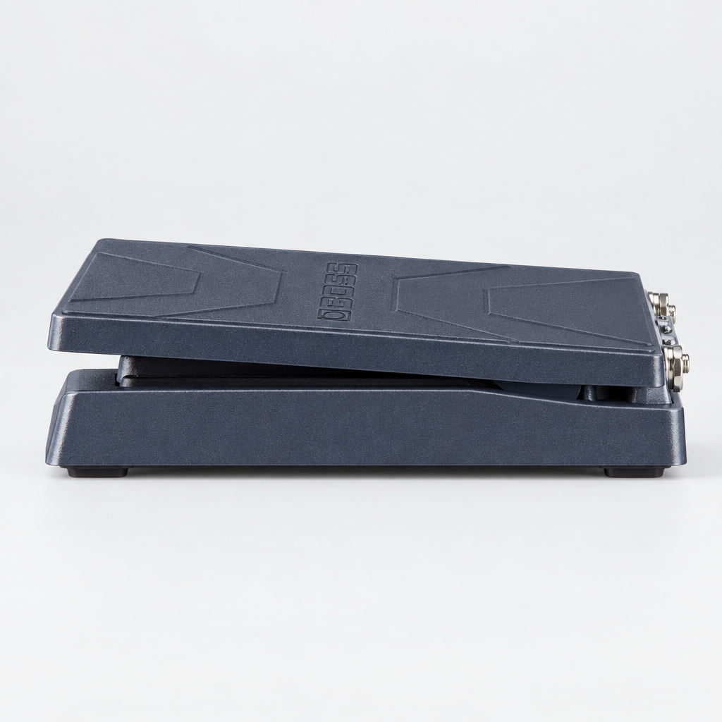 Side profile of the BOSS EV-30 dual expression pedal showing its compact low-profile treadle design.