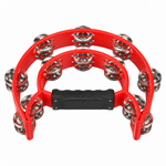 Teniniyu red half-moon tambourine, rear view based on merchant reference pose