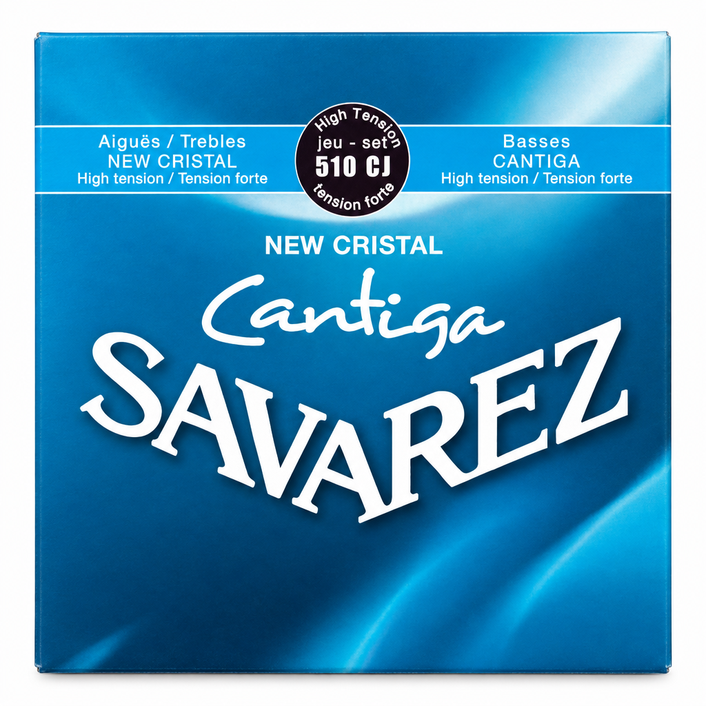 Close-up of the Savarez 510CJ Cantiga bass guitar strings package front label