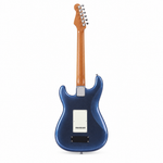 Straight back view of the Smiger L-G2-i3 LMS blue electric guitar showing its glossy blue finish, body, back, neck, headstock, and tuning machines