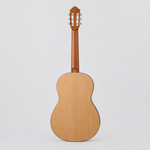 Straight-on full rear view of the Yamaha C40MII classical guitar in a natural satin matte finish.