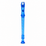 Blue soprano recorder front view