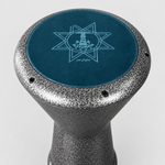 Elevated close-up view of the Egyptian aluminum darbuka drumhead and rim.